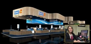Der Kanaren-Pavillon auf der ITB: Inseltourismusrätin Alicia Vanoostende ist vor Ort und hat 20 Meetings mit Reiseveranstaltern. Fotos: Gobierno de Canarias/Cabildo de La Palma