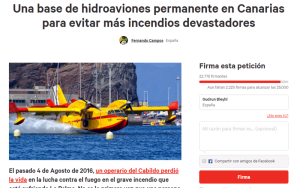 Petition für eine ständige Löschflugzeug-Basis auf den Kanaren auf Change.org: Mehr als 30.000 Menschen haben sie schon unterschrieben (Stand Montag, 8 Uhr).