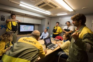 La Palma Waldbrand Leitzentrale Waldbrand-Leitzentrale: Hier werden die vielen Bodenlöschtrupps sowie die acht Helis und zwei Flugzeuge koordiniert. Foto: Gobierno de Canarias