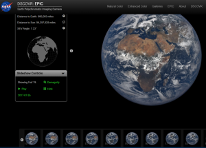 Die Erde aus dem All fotografiert: täglich 12 Bilder von unserem Planeten. Screenshot NASA-EPIC-Website