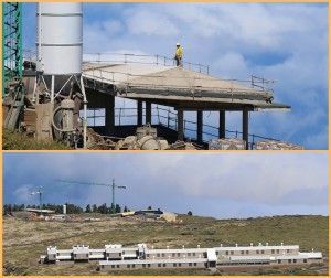 Centro de Visitantes del Roque de Los Muchachos: Die Dimensionen des künftigen Besucherzentrums werden erkennbar, insbesondere wenn man es in Realation zu den Unterkünften der Astronomen im Vordergrund auf dem Foto unten betrachtet. Fotos: Michael Kreikenbom