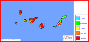 Allerhöchste Vorsicht ist geboten: Das Waldbrandrisiko auf La Palma liegt im extremen Bereich! Grafik: AEMET
