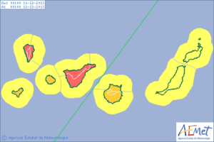 Roter Alarm auch für Mittwoch, 11. Dezember auf La Palma und Teneriffa.