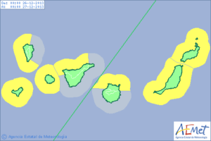 Donnerstag, 26. Dezember 2013: gelber Küstenphänomen-Alarm für La Palmas Südwesten.