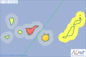 La Palma hat Alarmstufe gelb - das Tief hängt heute über Teneriffa.