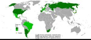 Bisherige Fussball-WM-Gastgeberländer: Grafik von Wikipedia.