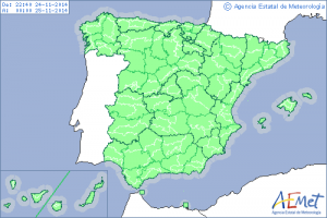 Für die nächsten Tage alles im grünen Bereich: kein Wetteralarm und die Wanderwege auf La Palma sind wieder offen. Grafik: AEMET