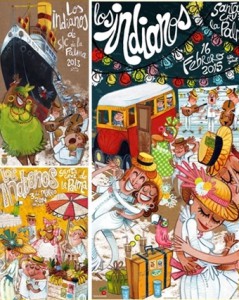 Carteles de Victor Jaubert del Día de los Indianos en Santa Cruz de La Palma: 2013, 2014 y 2015.