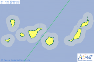 Heute regnet es überall auf den Kanaren: Vorsicht beim Wandern! Grafik: AEMET