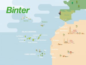 Binter: fliegt nicht nur auf den Kanarischen Inseln. Karte: Binter Canarias