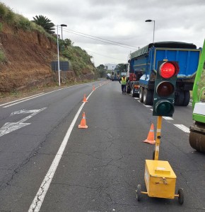 Verkehrsbehinderungen: Baustelle bei Breña Baja. Foto: Cabildo