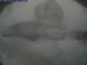 Webcam am GTC: Schnee und Nebel - Ausflüge auf den höchsten Berg von La Palma empfehlen sich nicht!