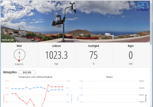 La Palma Wetterstation - Daten im Internet in Echtzeit abrufbar. Die Daten der La Palma 24-Wetterstation im Internet: dynamische Tabellen zeigen die Daten in Echtzeit an.