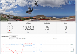 Die Daten der La Palma 24-Wetterstation im Internet: dynamische Tabellen zeigen die Daten in Echtzeit an.