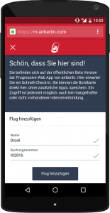 Progressive Web App: ausprobieren! Foto: Airberlin