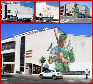 La Casa de la Cultura en El Paso antes y hoy: Matías Mata alias Sabotaje al Montaje pintó el popular rey de los Benahoaritas con espray a la fajada para la apertura del Festival dePASO 2016. Hacer clic para ver el foto grande. Fotos: La Palma 24/Matías