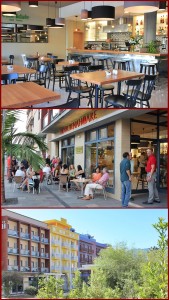 Hotel Benahoare in Los Llanos: Im Erdgeschoss lädt die Café-Bar Idafe zu Frühstück, Tapas oder Flammekuchen ein. Auf der Terrasse genießt man City-Feeling ohne Verkehrslärm. Fotos: La Palma 24