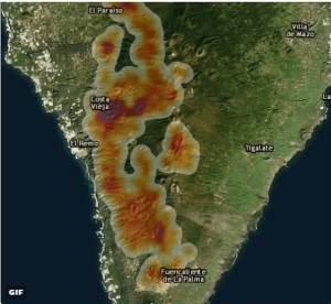 Ausdehung des Waldbrands 2016: Landwirte sollen nun Entschädigungen bekommen. Foto: Open Data La Palma