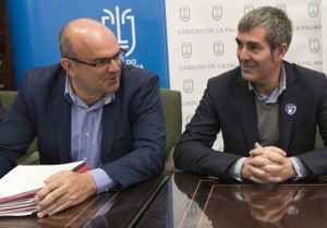 Kanarenpräsident Fernando Clavijo (rechts) und La Palma-Präsident Anselmo Pestana: