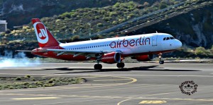 Airberlin-Landung auf dem Flughafen SPC: gehört bald der Vergangenheit an. Foto: Carlos Díaz