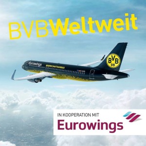 Eurowings: Auch die BVB-Kicker fliegen mit dieser Airline. Pressefoto Eurowings