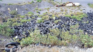 Wilde Reifendeponie: Los Llanos räumt auf, und die Polizei ermittelt. Foto: Stadt