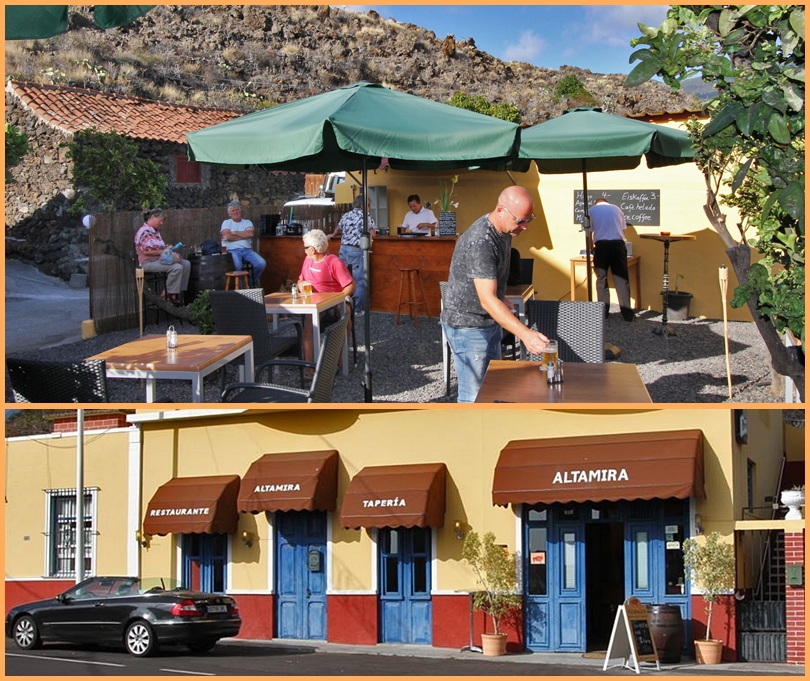 Das Altamira in Todoque: Direkt neben dem Restauranteingang an der Hauptstraße geht´s zur lauschigen Terrasse. 