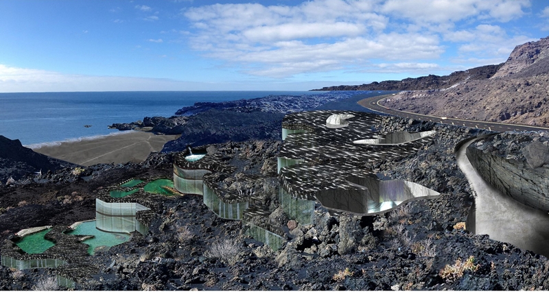 So soll das Heilbad der Fuente Santa an der Playa Echentive im Süden von La Palma einmal aussehen: Basis sind die Pläne des