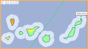 La Palma: Alarm orange wegen Regen. AEMET-Grafik