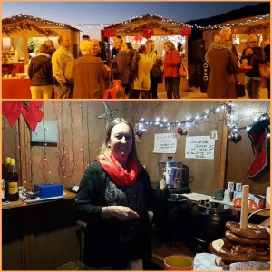 Im Badeort Tazacorte auf La Palma: Einen Weihnachtsmarkt am Meer genießen kann man auch nicht überall... Mit dabei ist der multikulturelle Verein La Banana mit Gaby (Bild unten). Fotos: Gemeinde