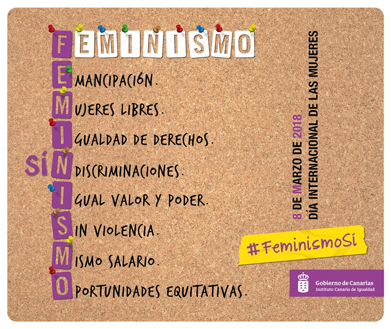 Plakat der Kanarenregierung zum Weltfrauentag 2018: Alle Infos zu La Palma werden unter dem Hastag