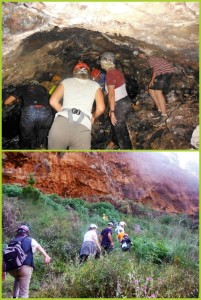 Die Tunnel und die Bergwand der Marcos y Cordero-Wanderung: Helmpflicht, denn in den Tunneln stößt man sich den Kopf und aus der Felswand lösen sich Steine. Fotos: Graja-Tours