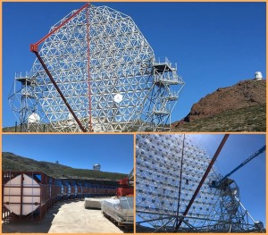 Der erste Spiegel im LST-Prototyp auf dem Roque de Los Muchachos ist montiert. Insgesamt werden nun 198 Spiegel in den Prototyp des neuen MAGICs installiert. Fotos: CTA/Mazin/Inada/