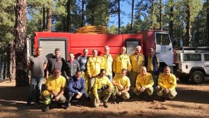 Freiwillige Fire-Fighter aus Tijarafe: Noch ist die Waldbrandgefahr nicht extrem, aber alle bereiten sich auf mögliche Ernstfälle vor. Foto: Tijarafe