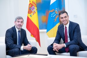 Spaniens Präsident Pedro Sánchez und Kanarenpräsident Fernando Clavijo: