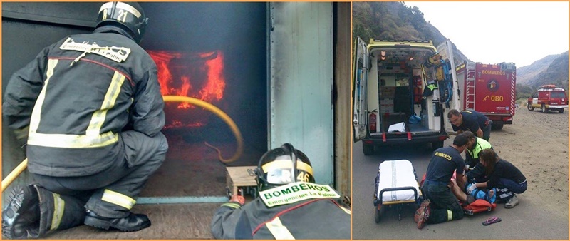 Bomberos sind laufend im Einsatz. Die Freiwillige Feuerwehr von La Palma hat jetzt ihre Bilanz für das Jahr 2018 vorgelegt. Demnach rückten die Bomberos Voluntarios 259 Mal aus, um Feuer zu löschen, 456 Mal führten sie präventive Maßnahmen aus, 81 Mal retteten sie Menschen - darunter auch beim Wandern -, 139 Mal halfen sie bei Unfällen. Dazu kamen 536 „verschiedene“ Einsätze.
